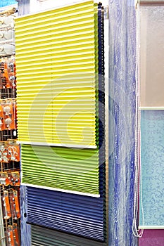 Samples of blinds and curtains in store