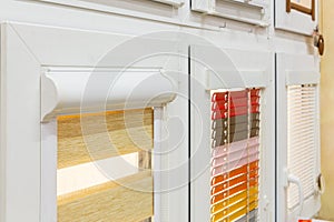 Samples of blinds for windows in the store