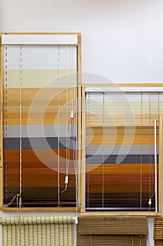Samples of blinds for windows in the store