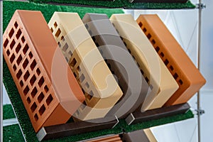 Samples of bricks at the exhibition stand