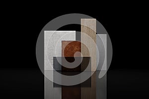 Samples of building materials or materials for interior or architecture decor