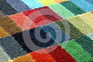 Samples of color of a carpet covering