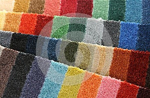 Samples of color of a carpet covering