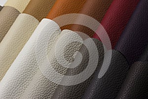 Samples of colored leather arranged composition