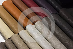 Samples of colored leather arranged composition