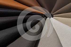 Samples of colored leather arranged composition