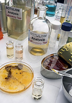 Samples contaminated by Clostridium botulinum toxin that causes botulism in humans, laboratory research