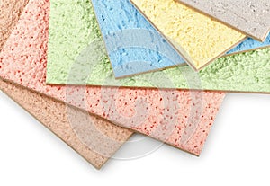 Samples of decorative plasters