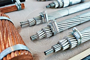 Samples of electric power cable at exhibition
