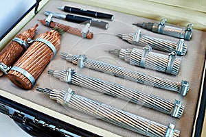 Samples of electric power cable at exhibition