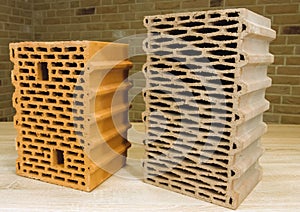 Samples of hollow bricks. factory products
