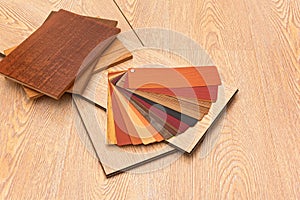 Samples of laminate floor boards