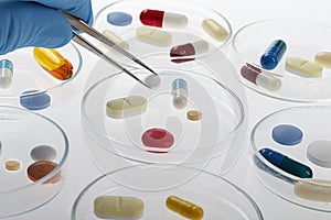 Samples of medicines, pills, tablets, capsules,