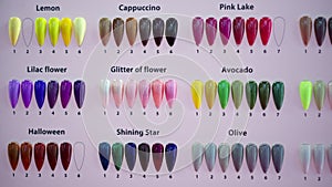 Samples of nail polish colours