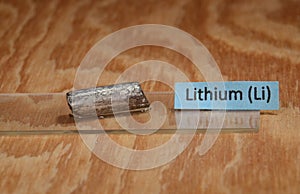 Samples of the periodic element  No 3 Lithium