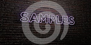 SAMPLES -Realistic Neon Sign on Brick Wall background - 3D rendered royalty free stock image