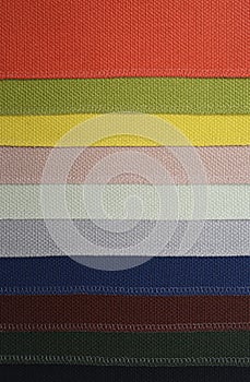 Samples of textiles of different colors