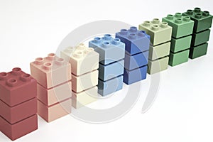 Samples of vintage coloured Lego Duplo bricks