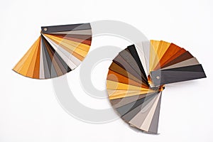 Samples of wooden blinds for windows in a store