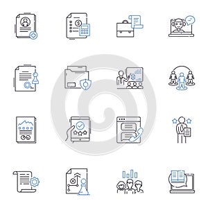 Sampling technique line icons collection. Population, Sample, Randomization, Probability, Non-probability photo
