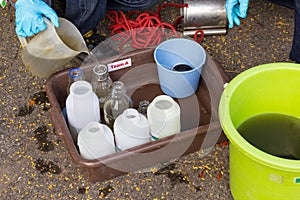 Sampling wastewater at wastewater treatment plant