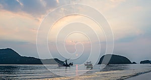 Samroiyod Beach,Thailand ,fishing boats on the sea, background