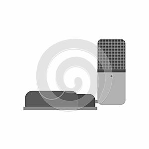 Samson Go Mic in flat style isolated on white background. Portable USB microphone for podcasters, streamers, musicians. Podcast
