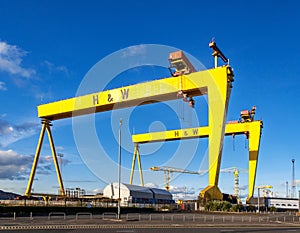 Samson and Goliath. Famous shipyard cranes in Belfast