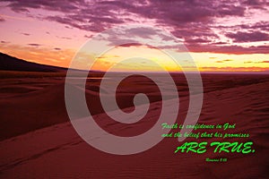 Bible verse and sunset Great Sandunes photo