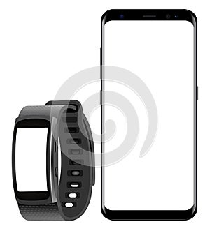 Samsung Galaxy S8 and Smartwatch Gear Fit photo