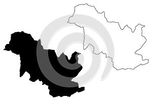 Samtse District Districts of Bhutan, Kingdom of Bhutan map vector illustration, scribble sketch Samtse map