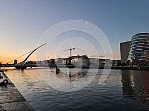 Samuel Beckett Bridge and Convention center in Dublin, Ireland