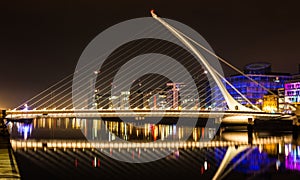Samuel Beckett Bridge Harp Bridge Ireland Dublin night at