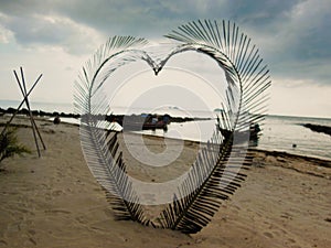Samui Island in Thailand Heart made of Palm Tree Leaves
