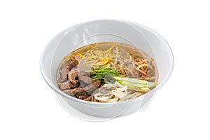 Samui Siru - Beef noodle soup bowl isolated on white