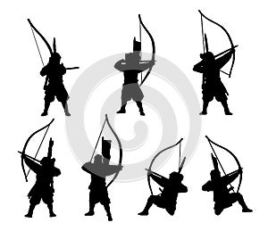 Samurai-archers silhouette set