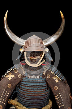 Samurai armour on black with clipping path photo