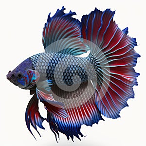 Samurai Betta Fish. Popular fish. Isolated on White Background.