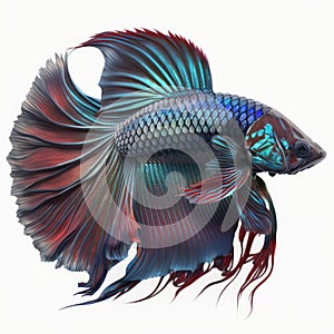 Samurai Betta Fish. Popular fish. Isolated on White Background.