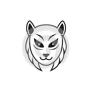 Samurai cat mask smile logo design vector graphic symbol icon sign illustration creative idea