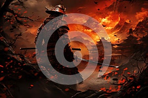 Samurai fire digitalart. Generate Ai