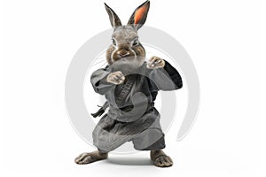 A samurai hare on an isolated white background. 3d illustration