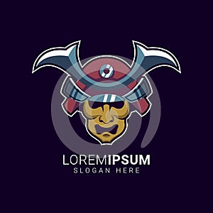 Samurai helmet esports logo design