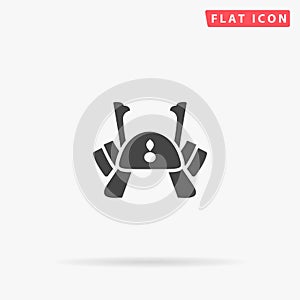 Samurai Helmet, Kabuto flat vector icon