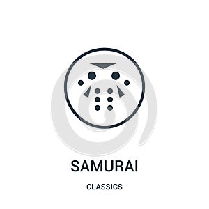 samurai icon vector from classics collection. Thin line samurai outline icon vector illustration. Linear symbol