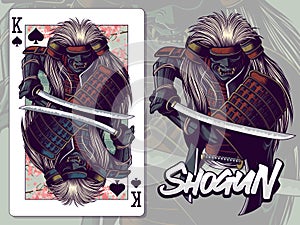 Samurai Illustration for King of Spades playing card design