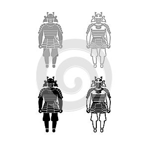 Samurai Japan warrior iconset grey black color Illustration