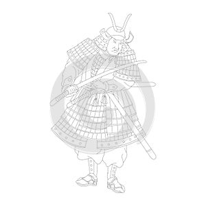 Samurai, Japanese warrior adult coloring page