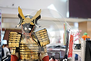 Samurai or Japanese Warrior. Suit of armor on display