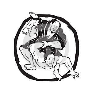 Samurai Jiu Jitsu Judo Fighting Drawing photo